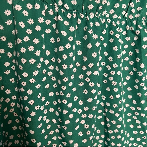 Faux Wrap Green Dress with White Flowers - Picture 3 of 5